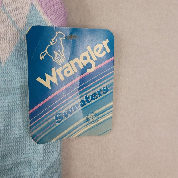 Wrangler 80s Knit Sweater Vest XL Argyle Diamond Pattern Retro Pullover New - Picture 9 of 11